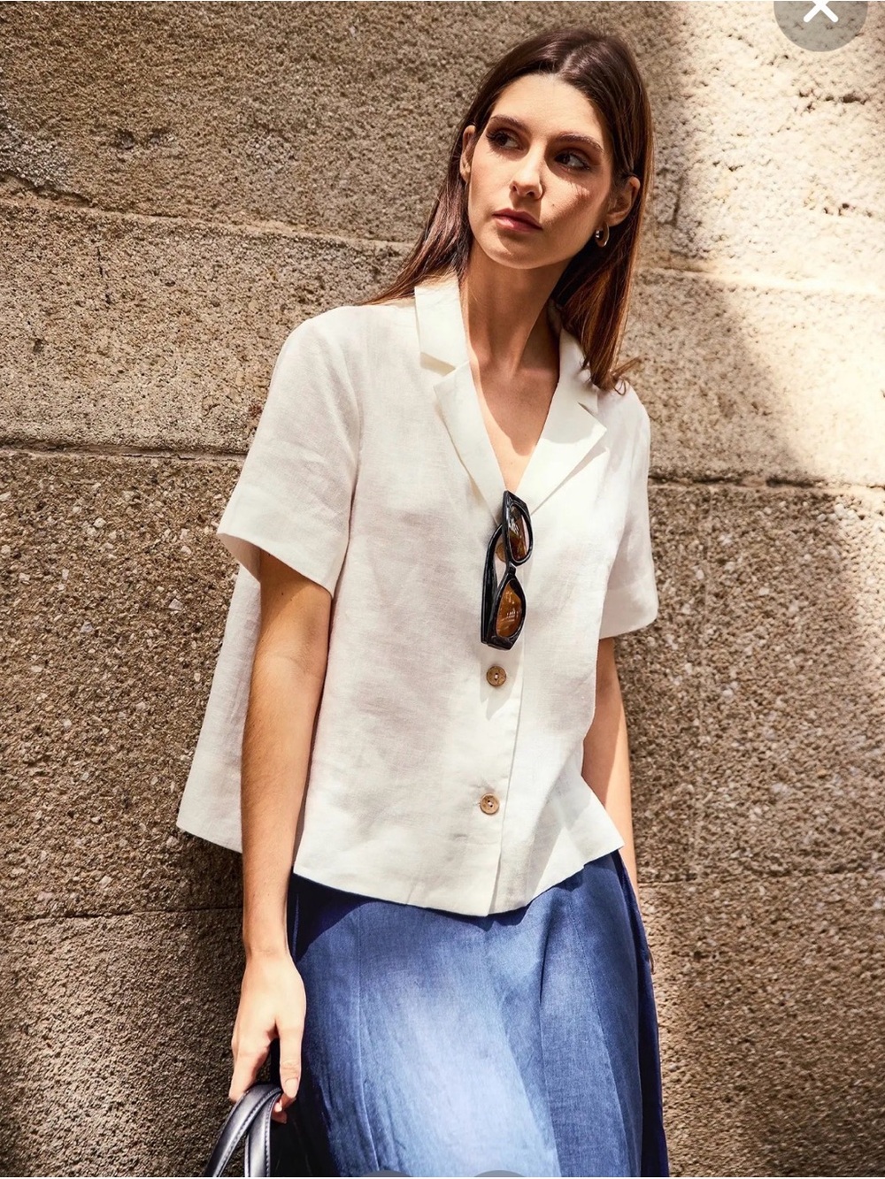 Lintico 100% Linen Button-Up Short Sleeve Shirt ORENDA